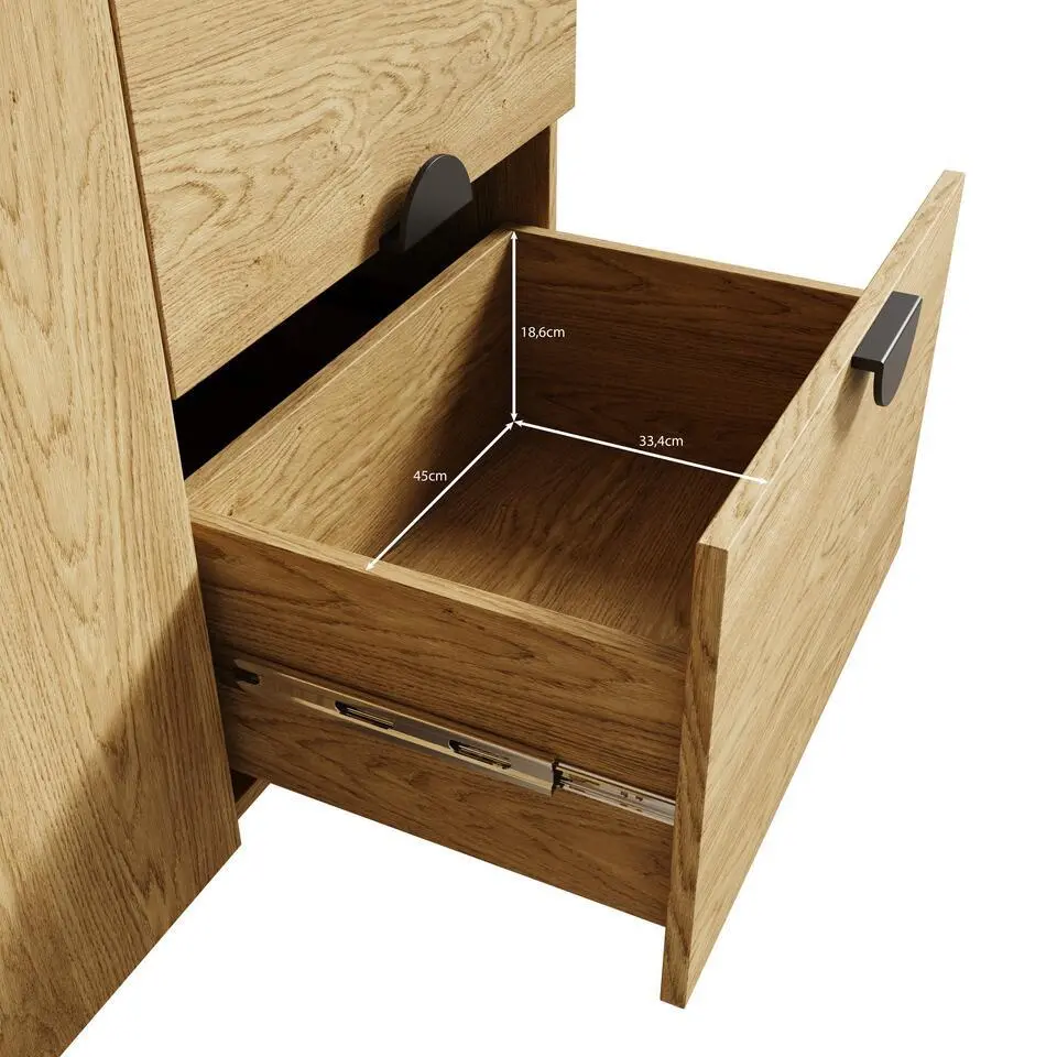 Meubella - Dressoir Monor - Zwart eiken - 160 cm