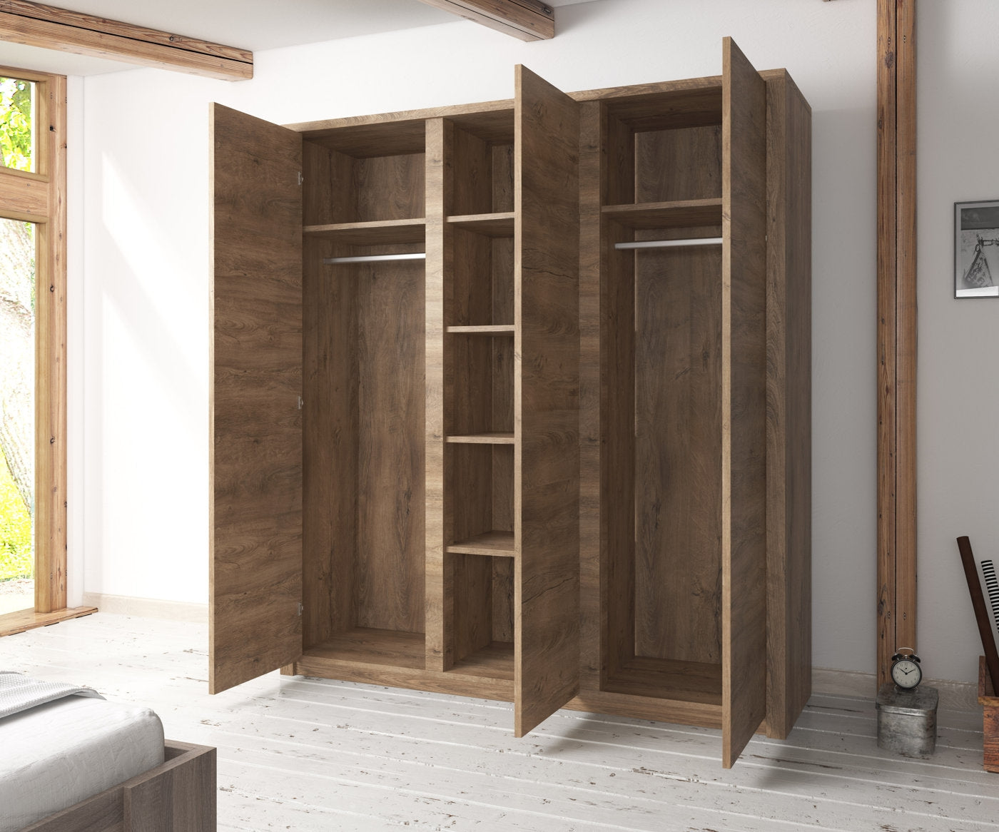 Monaco - Kledingkast 3-deurs - Eiken - 166x53x197 cm