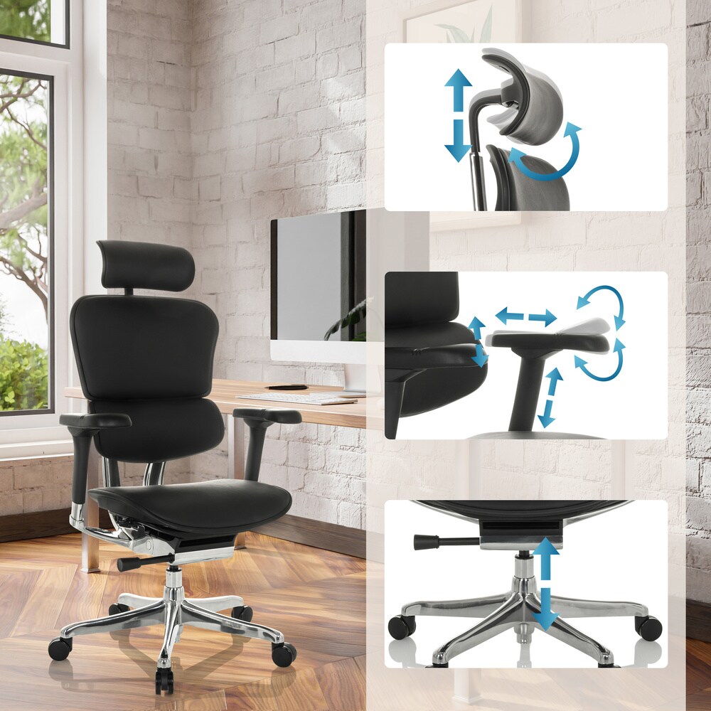 Luxus Chefsessel ERGOHUMAN GEN2 Leder mit Armlehnen (höhenverstellbar) hjh OFFICE