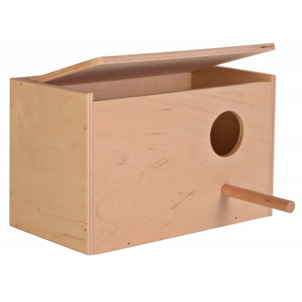 Nichoir en bois pour perruches 21 x 13 x 12 - ø 4 cm