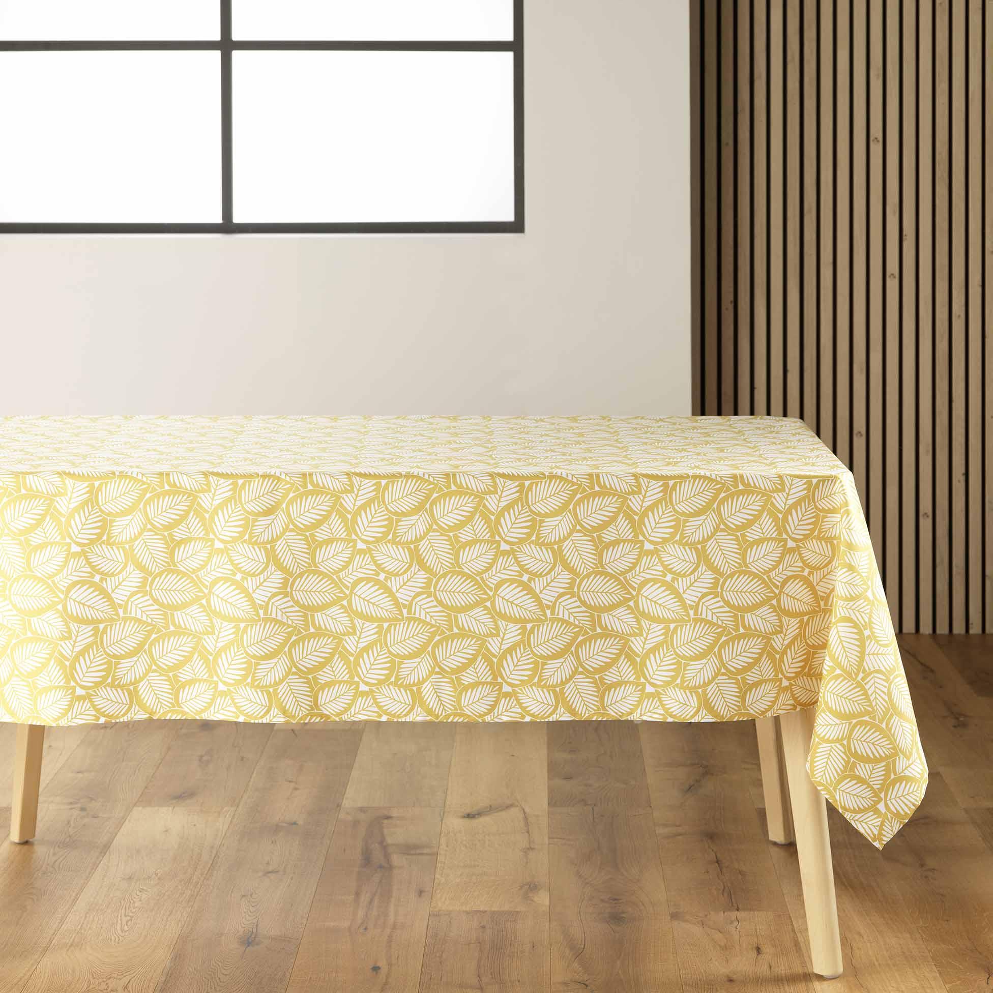NAPPE RECTANGLE 140X240CM IMPRIMEE MICROFIBRE DIVANY JAUNE