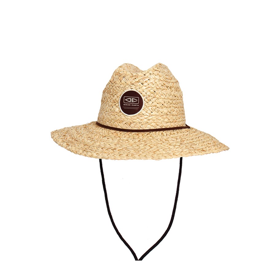 Ocean and earth Hat / Chapeau Woody Raffia Cane Ocean Natural