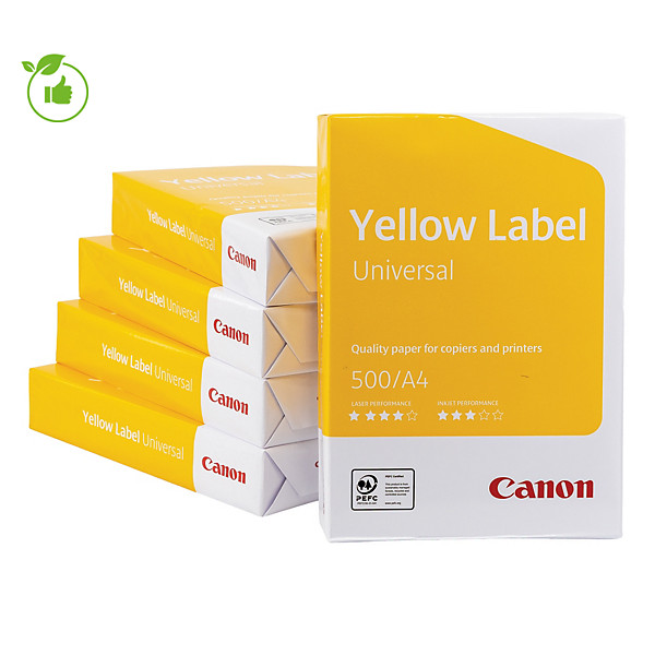 Papier blanc Canon Yellow Label A4 80g, 5 ramettes de 500 feuilles