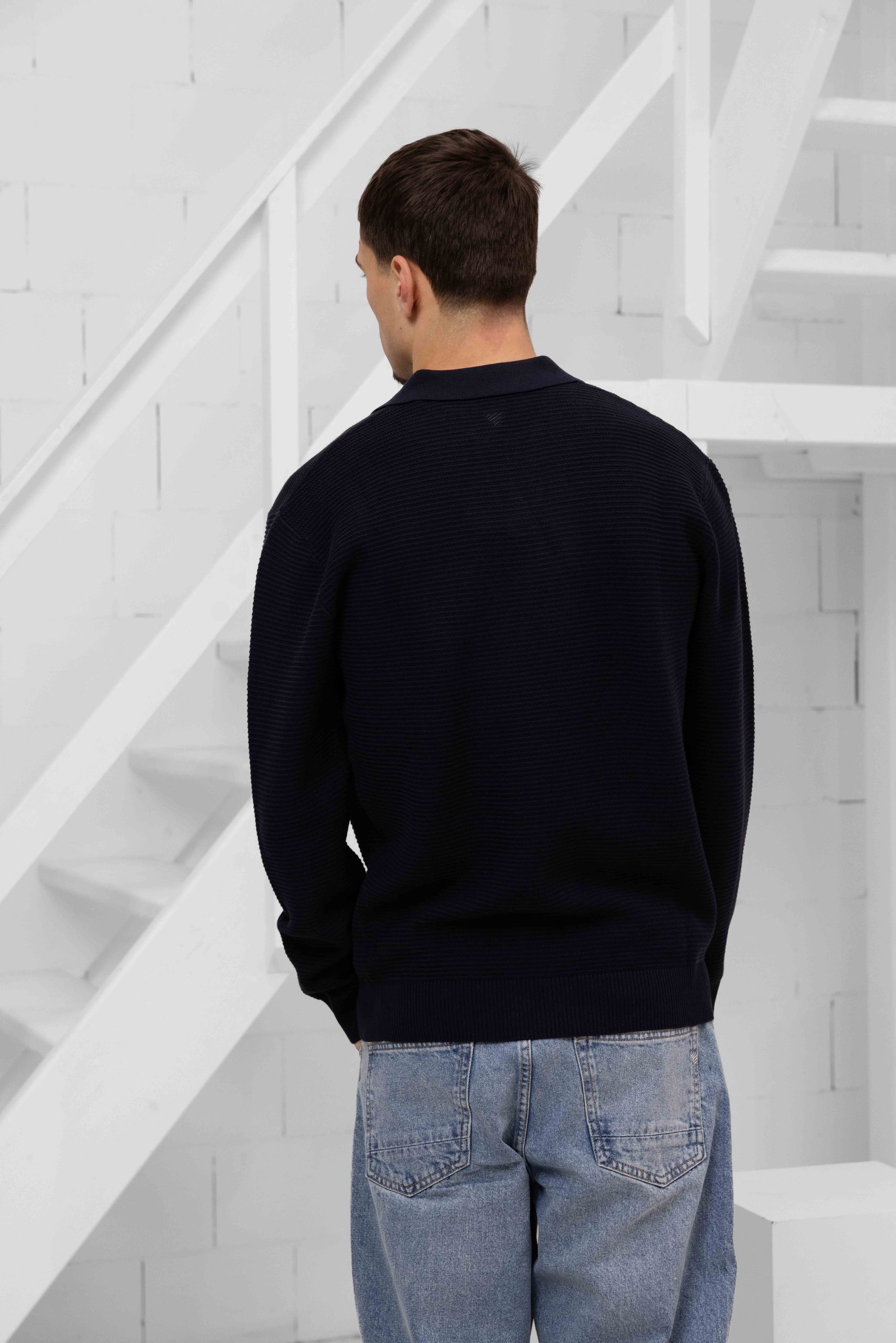 Pure Path Own The Journey Knitwear Polo Sweater Heren Donkerblauw