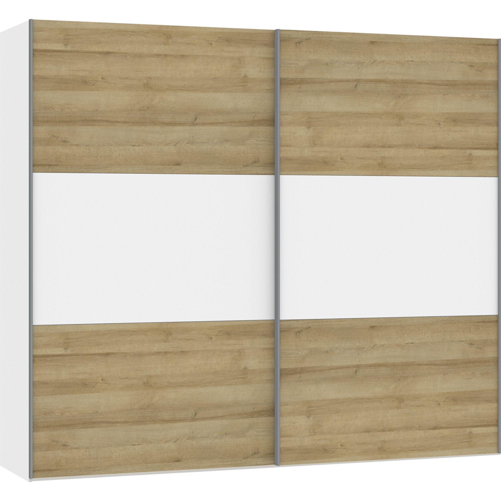 Schwebetürenschrank Schweizer 105 Eiche Natur weiss 253 x 215 x 65 cm, 253 cm