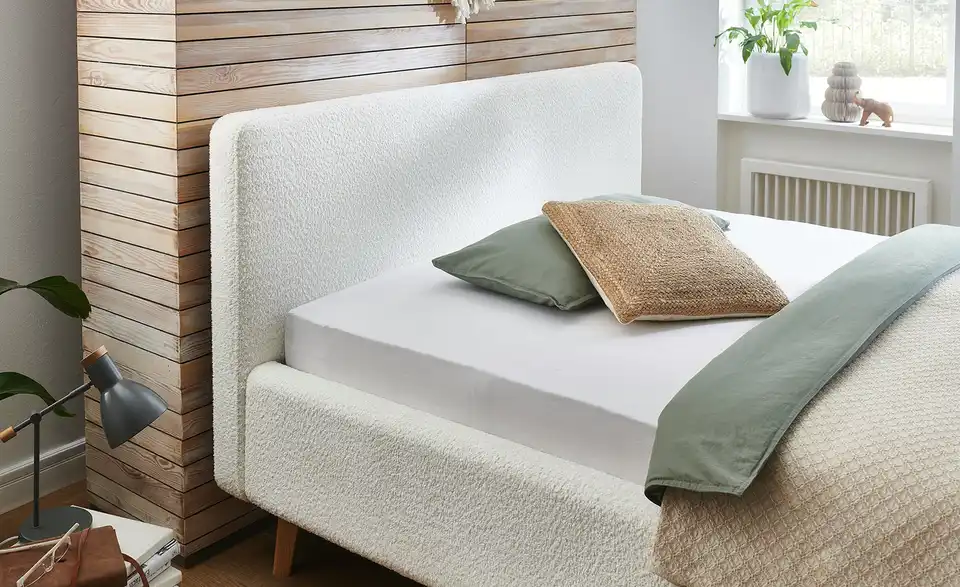 Polsterbettgestell Mattis Creme Teddy 180 cm ohne Bettkasten