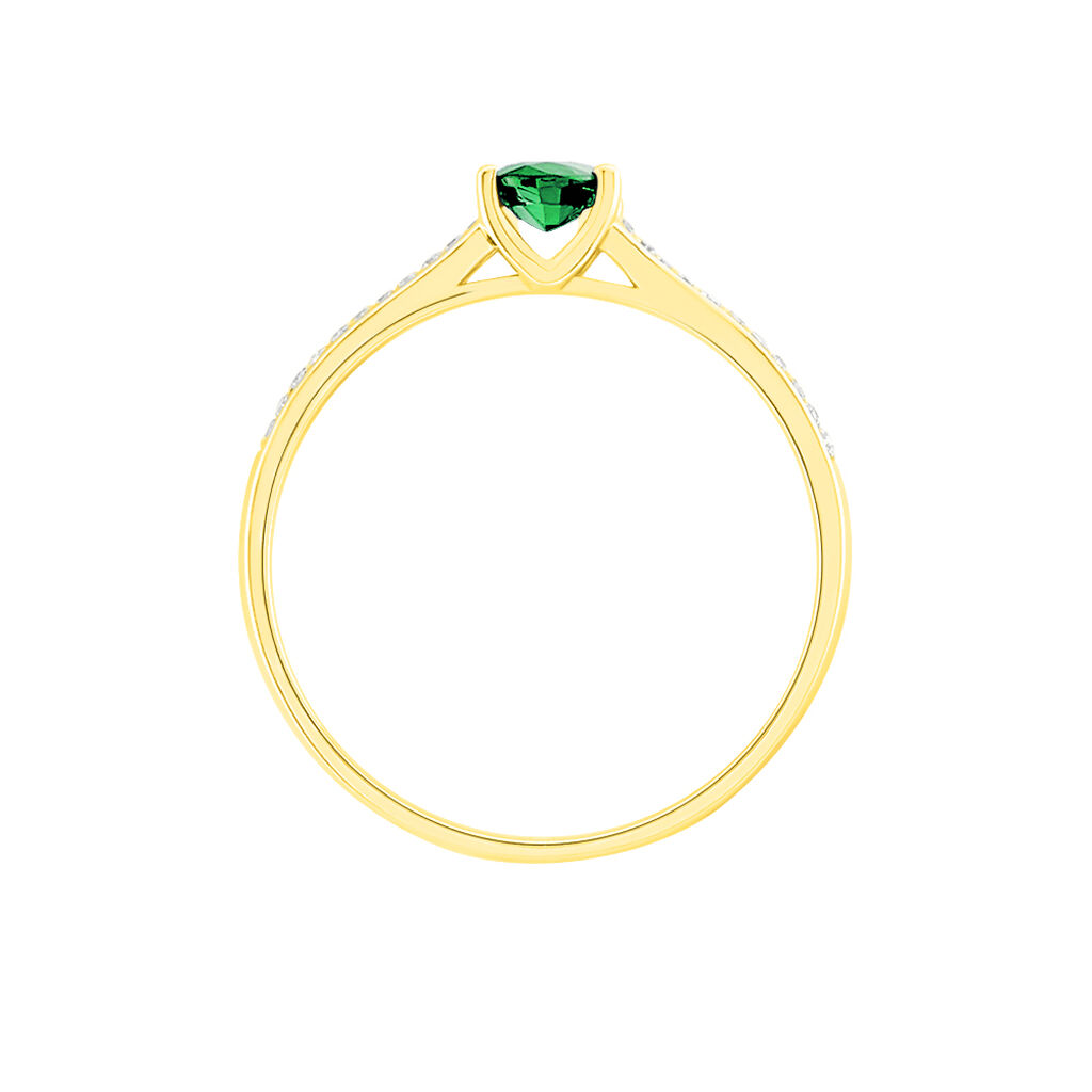 Bague Crista Or Jaune Emeraude Et Diamant