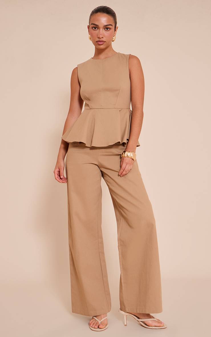Moka Combinaison-pantalon En Coton À Jambes Larges Avec Détail Péplum