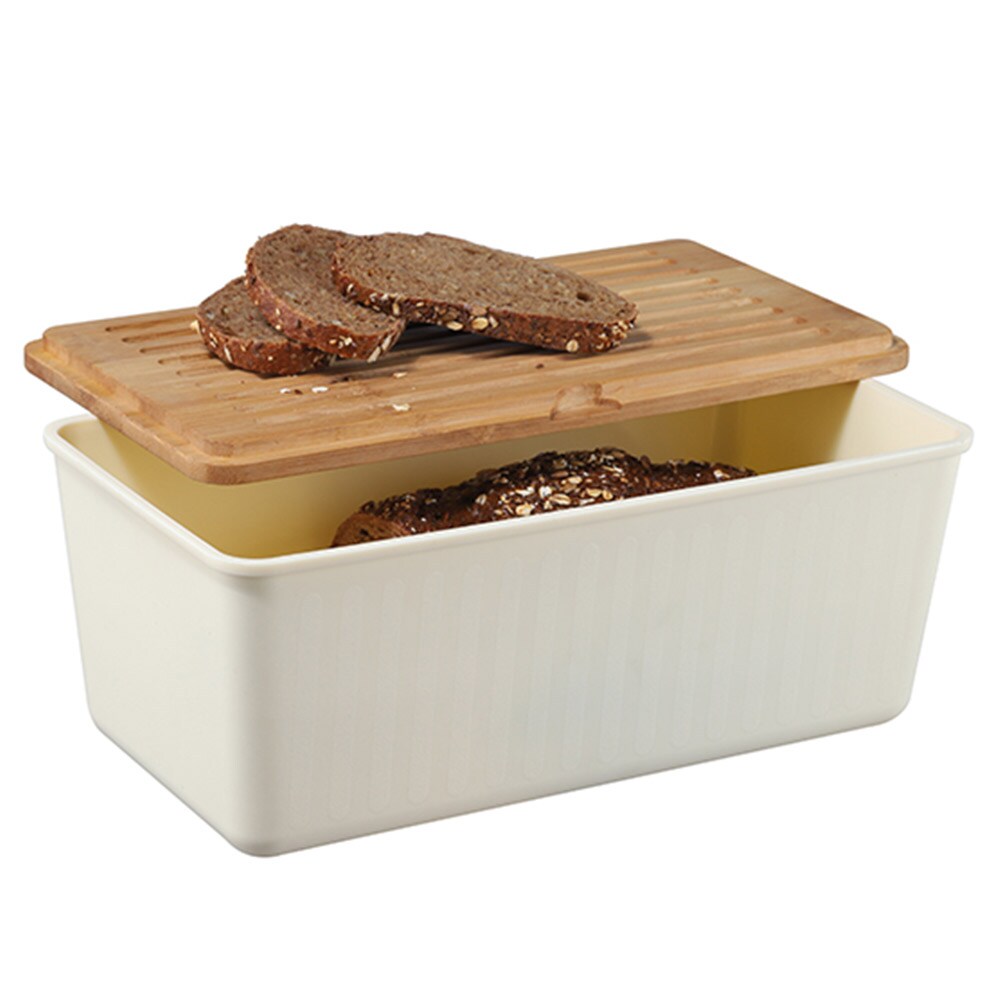 HI 2 in 1 Brot Kasten & Bambus Holz Brett Rechteckig Box Dose Behälter 34x13,5cm