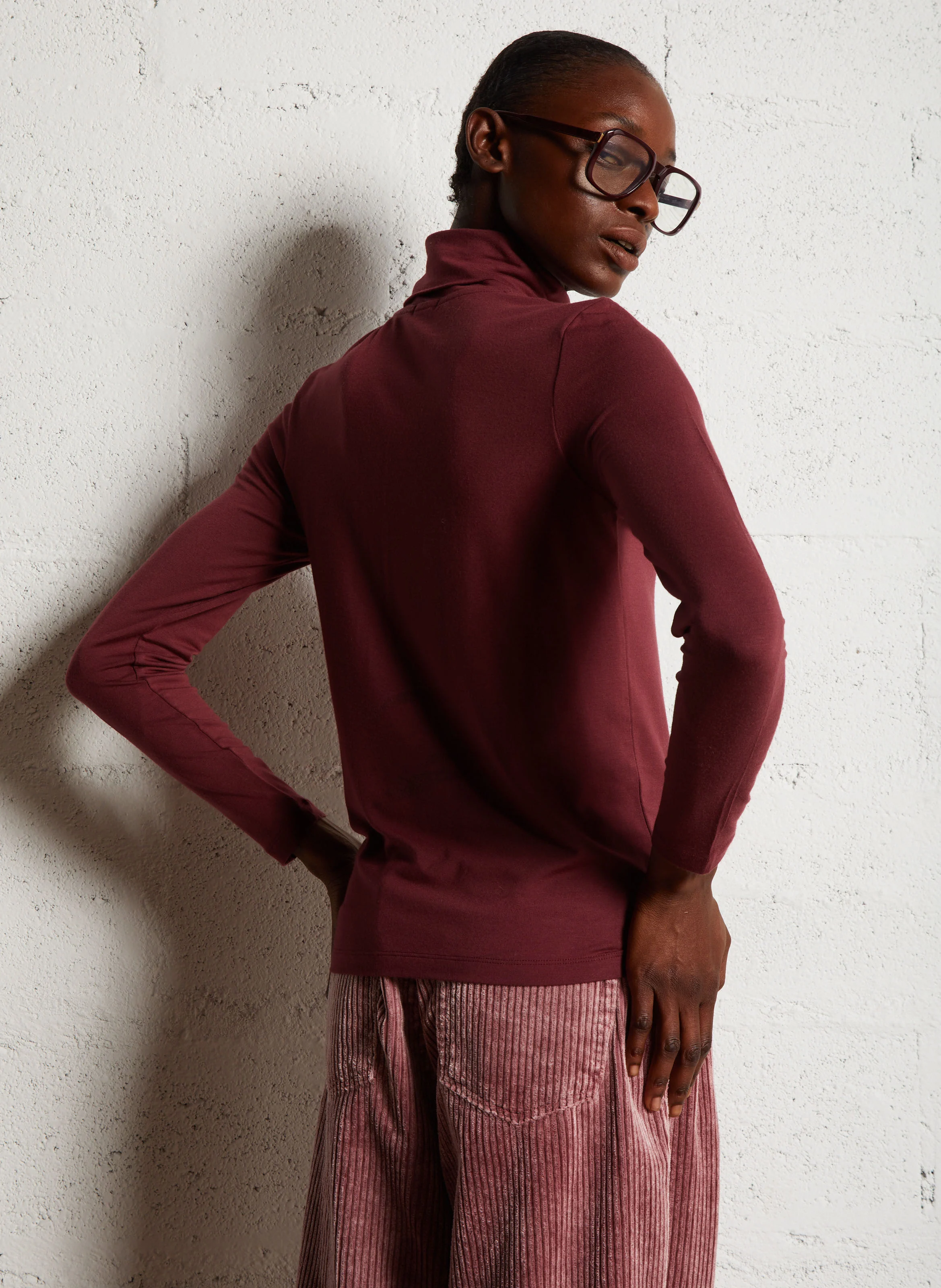 ELWIRE - Sous-pull col roulé droit | Violet