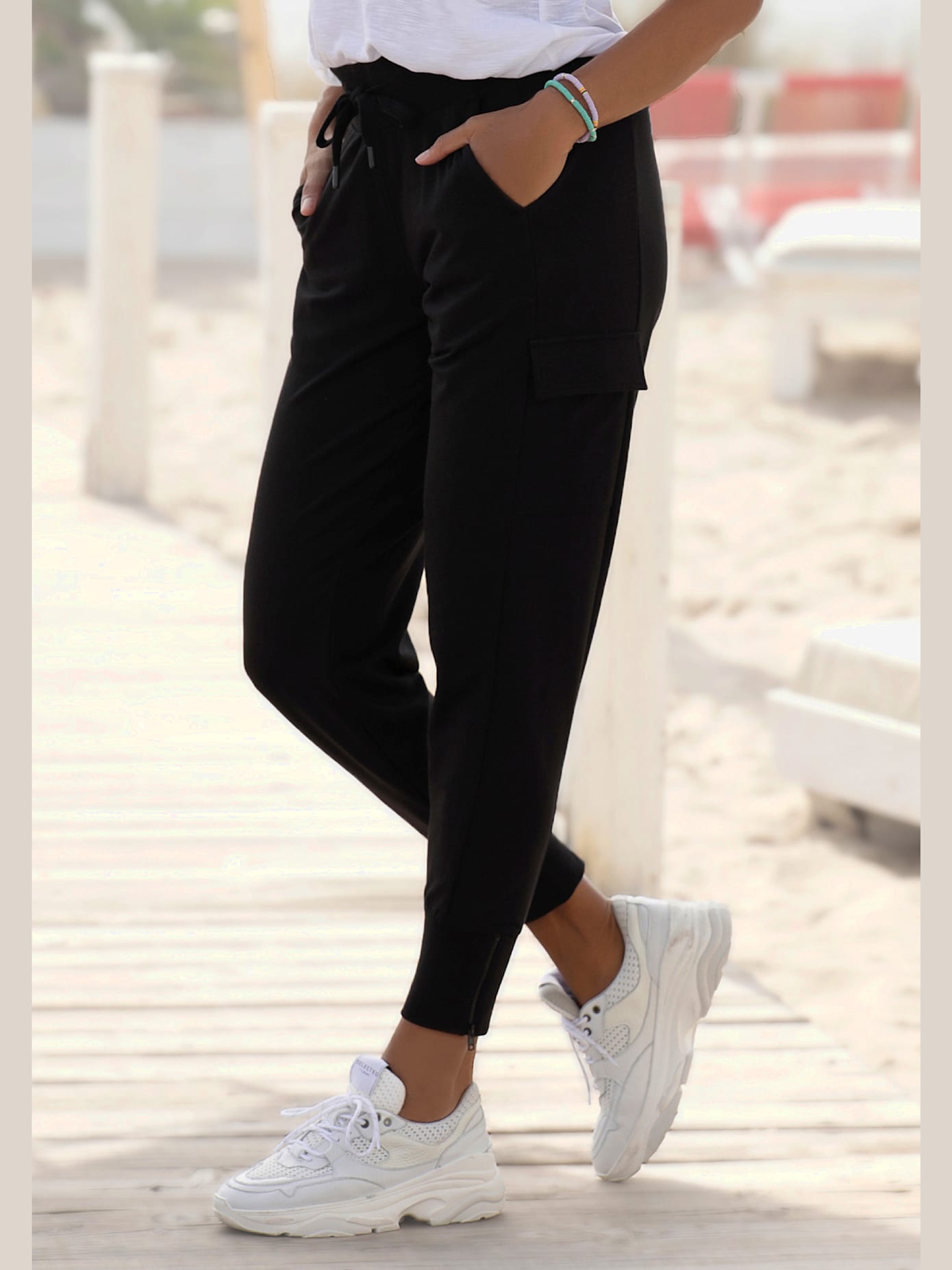 Pantalon de jogging ceinture élastique avec cordon