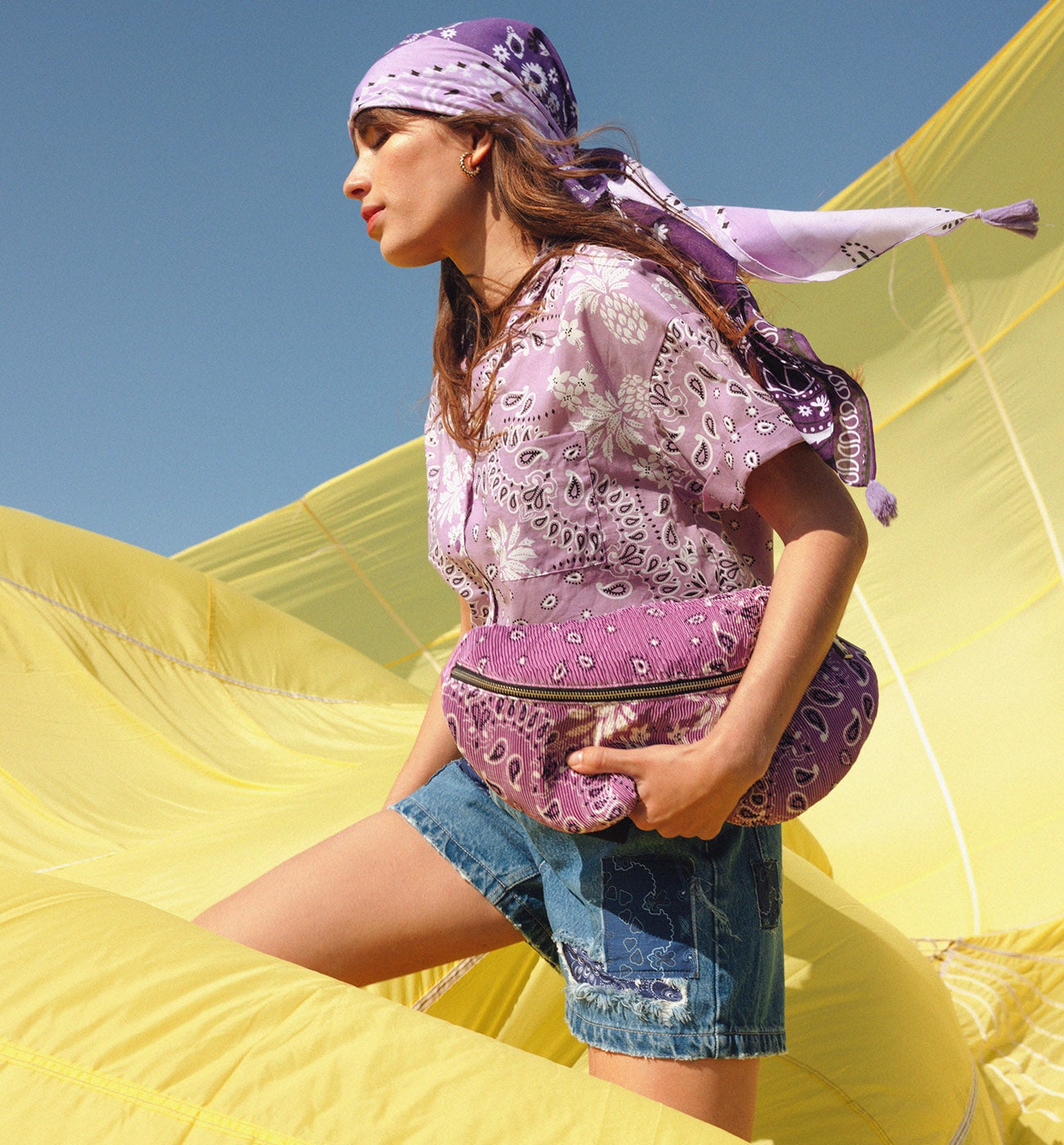 Banane motif bandana - Lilas clair