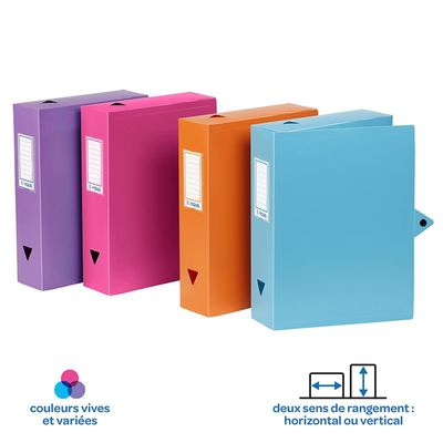 Viquel - Boîte de classement plastique - dos 80 mm - disponible dans différentes couleurs pastels
