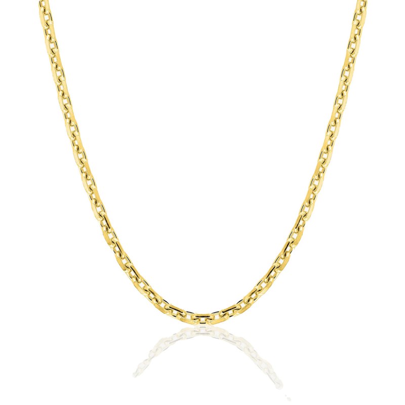Chaîne mixte 40 cm - Maille Forçat diamanté - Or 18 Carats - Largeur 2.70 mm