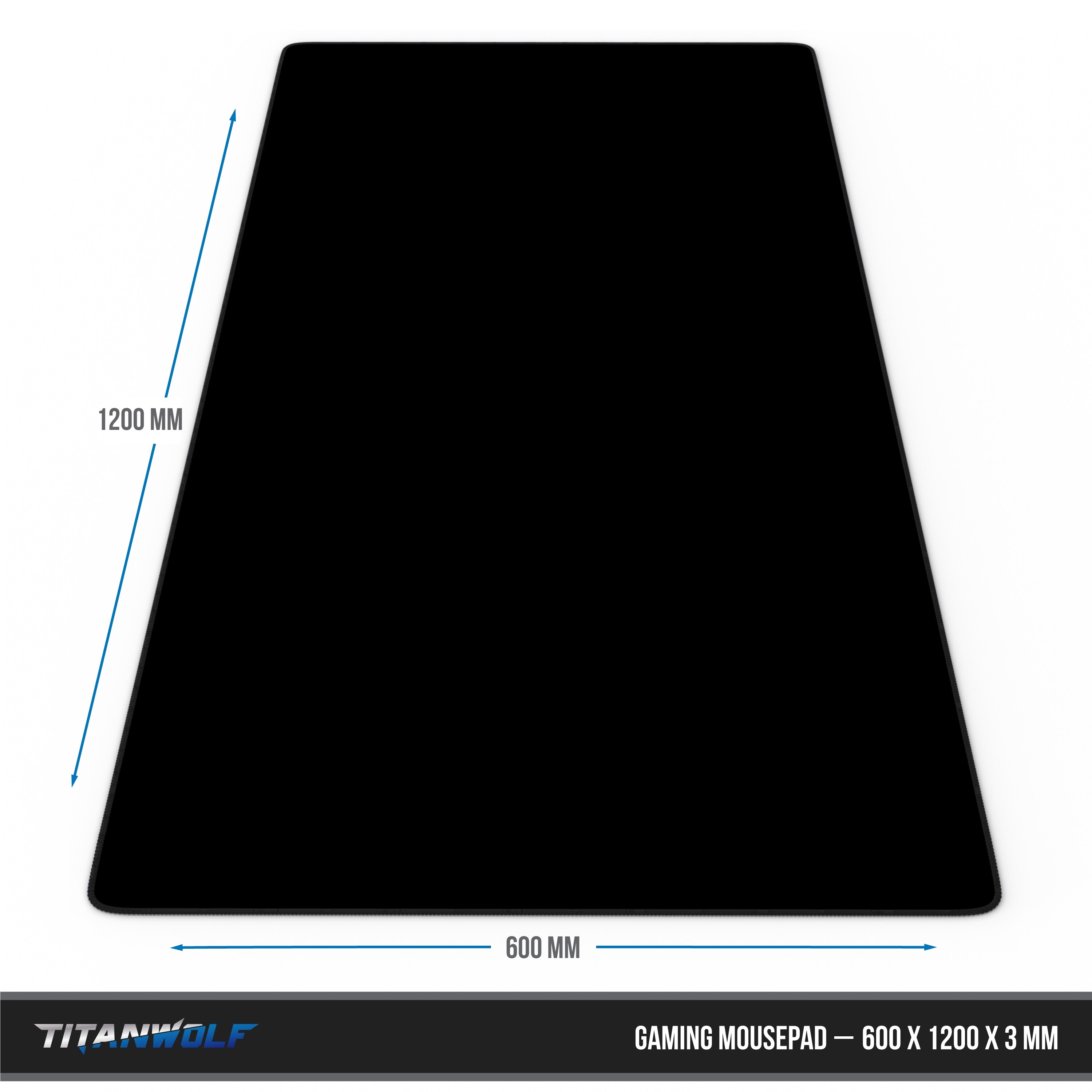 Titanwolf Gaming Mauspad, XXXL Speed Mousepad 1200 x 600 mm, Geschwindigkeit & Präzision, schwarz