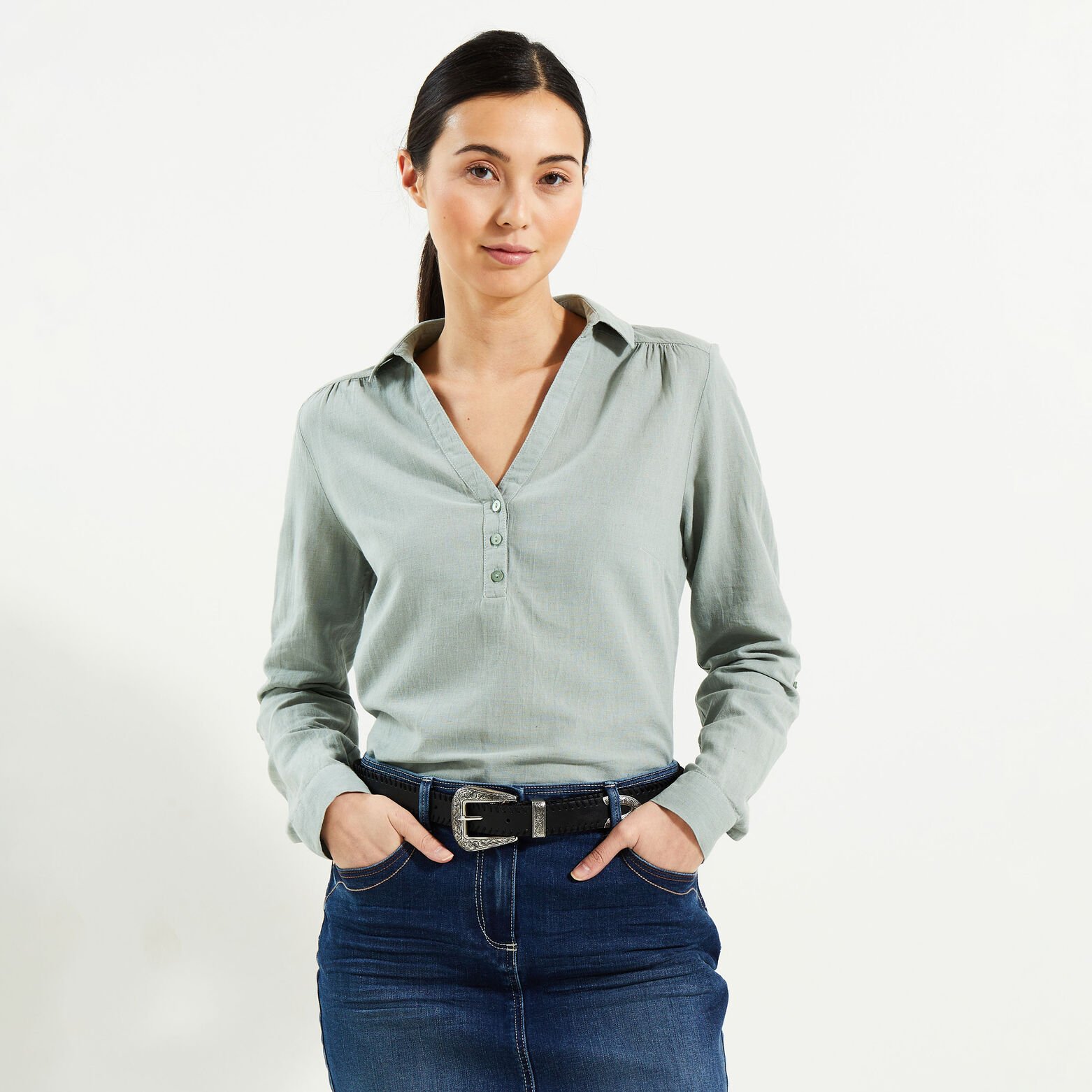 Blouse en coton et lin femme
