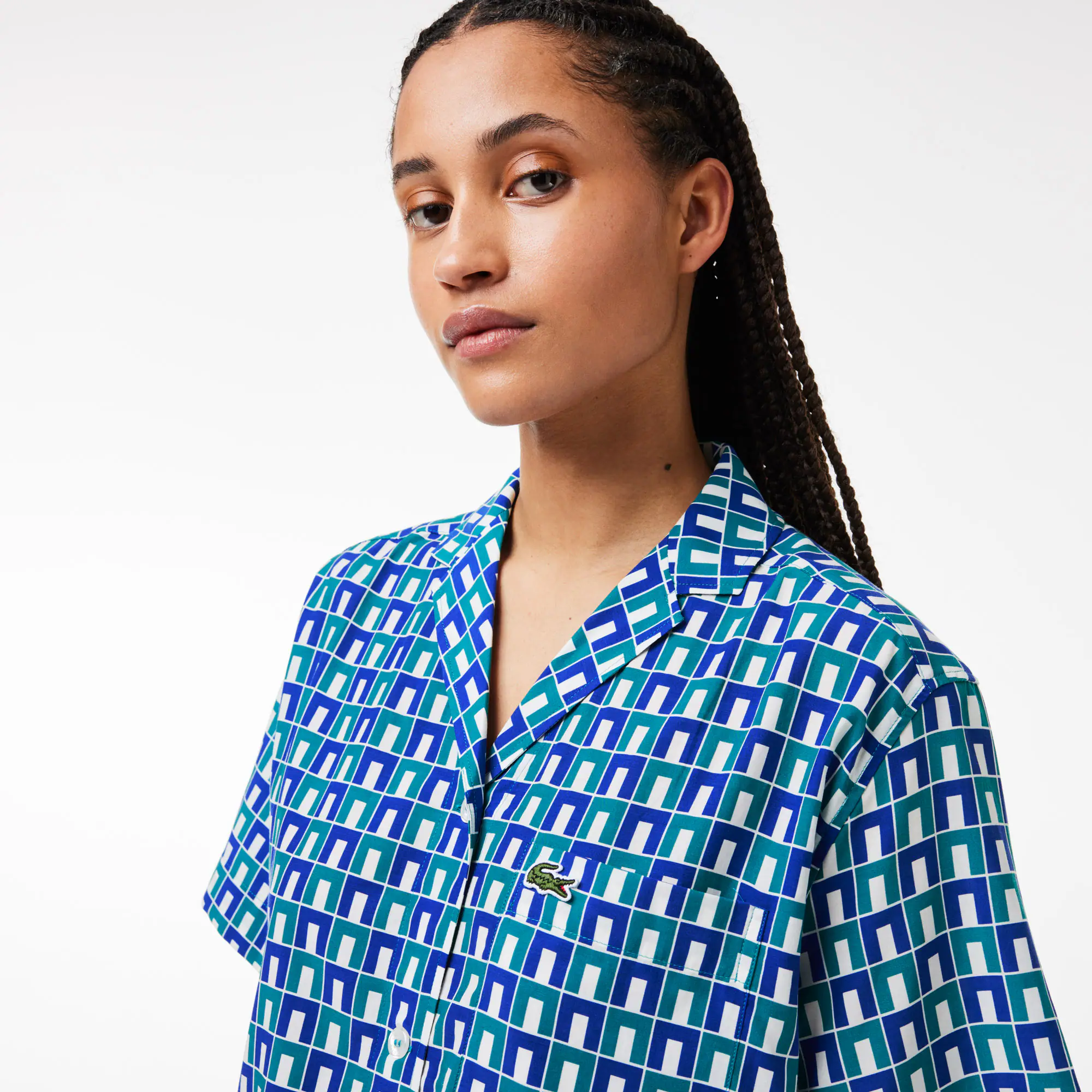 Extraweites kurzärmeliges Hemd mit Aufdruck Hemden & Tops - Weiss - Lacoste - Damen