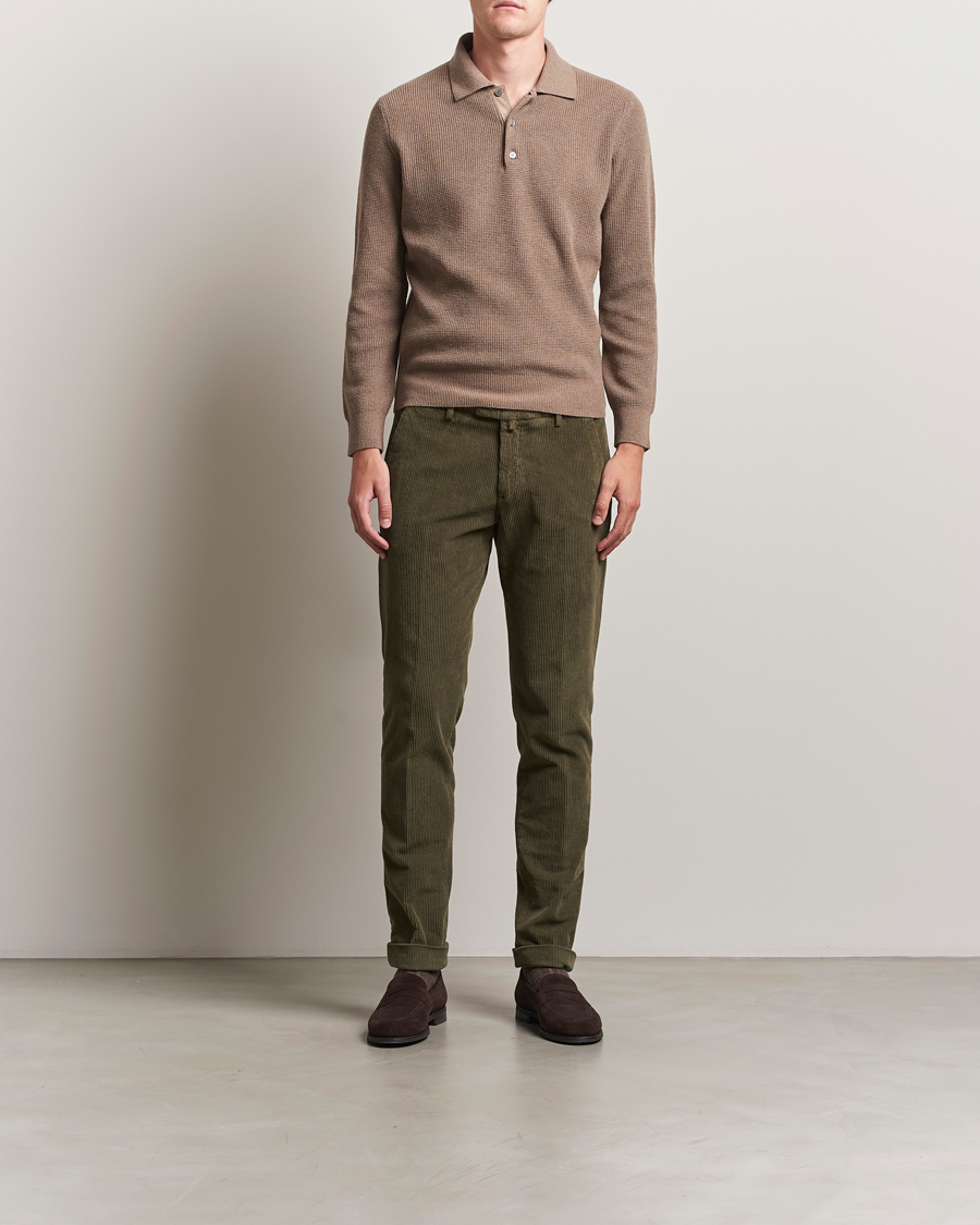 Canali Wool/Cashmere Long Sleeve Polo Brown