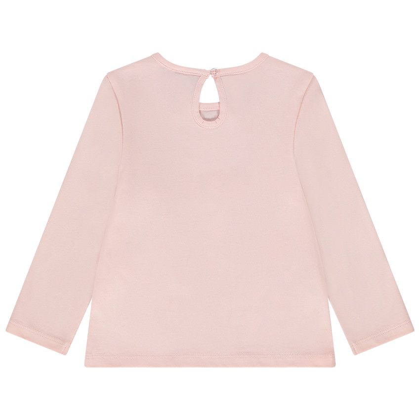 T-shirt manches longues print fantaisie pailleté pour bébé fille - Rose