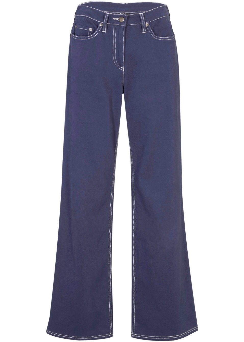 Pantalon twill jambes larges avec coutures contrastantes