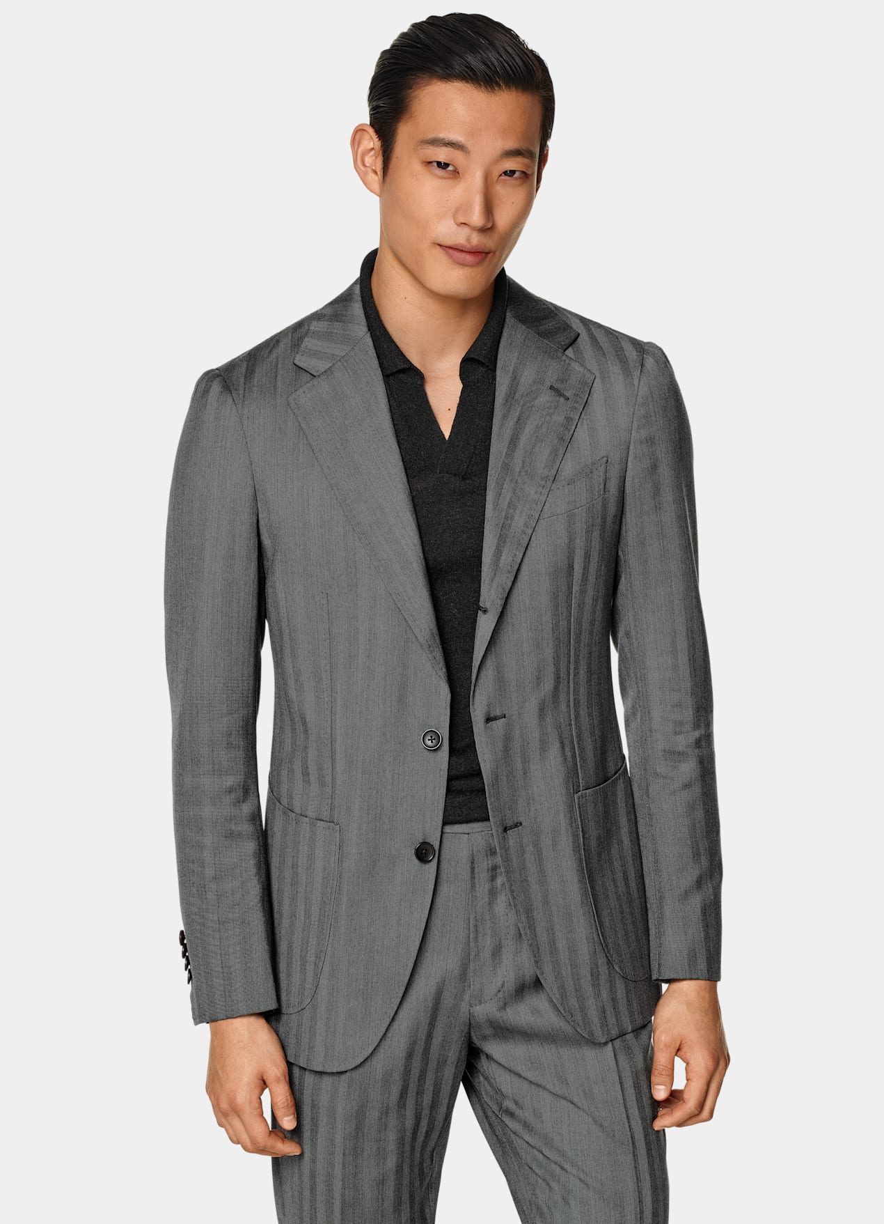 Costume Havana coupe Tailored gris moyen à chevrons