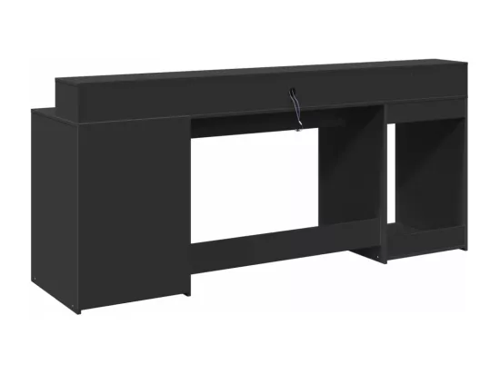Bureau avec lumières LED noir 200x55x91 cm bois d'ingénierie