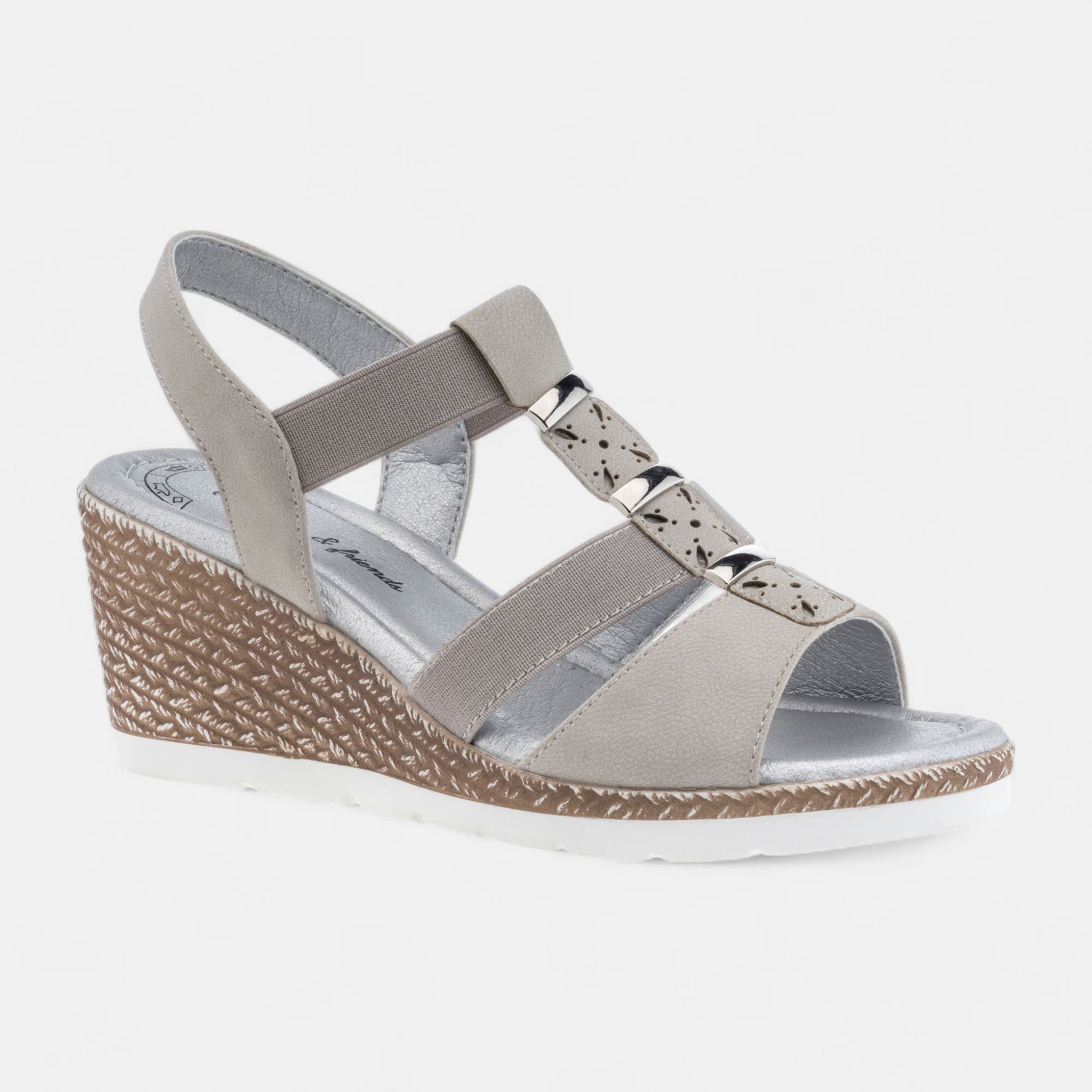 Sandales à talon compensé Femme beige