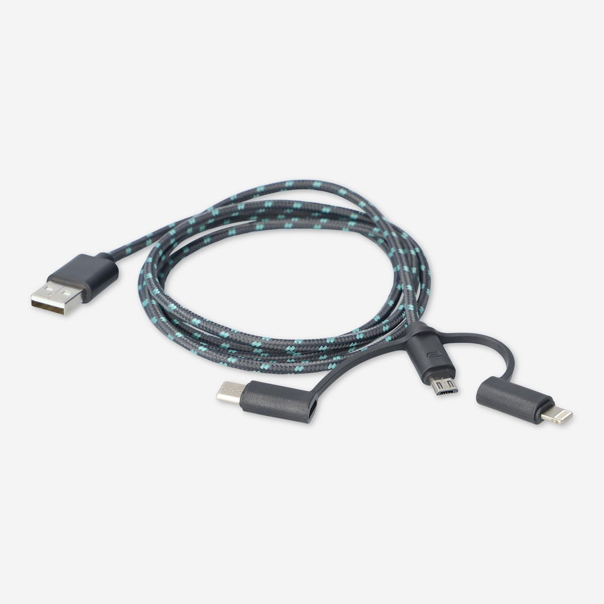 Opladningskabel. Til USB-C, Micro USB og lightning