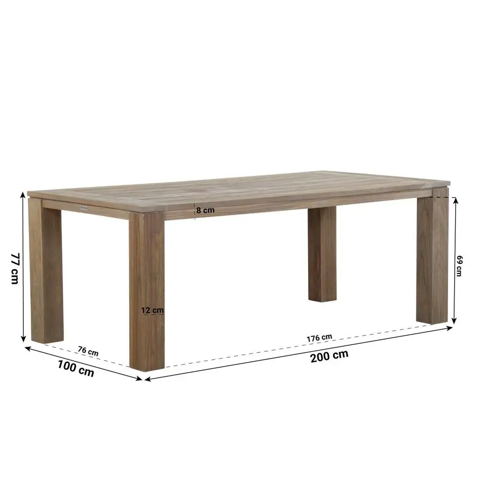 Tuinset 4 personen 200 cm Aluminium/wicker Taupe Coco Vedra/Brighton
