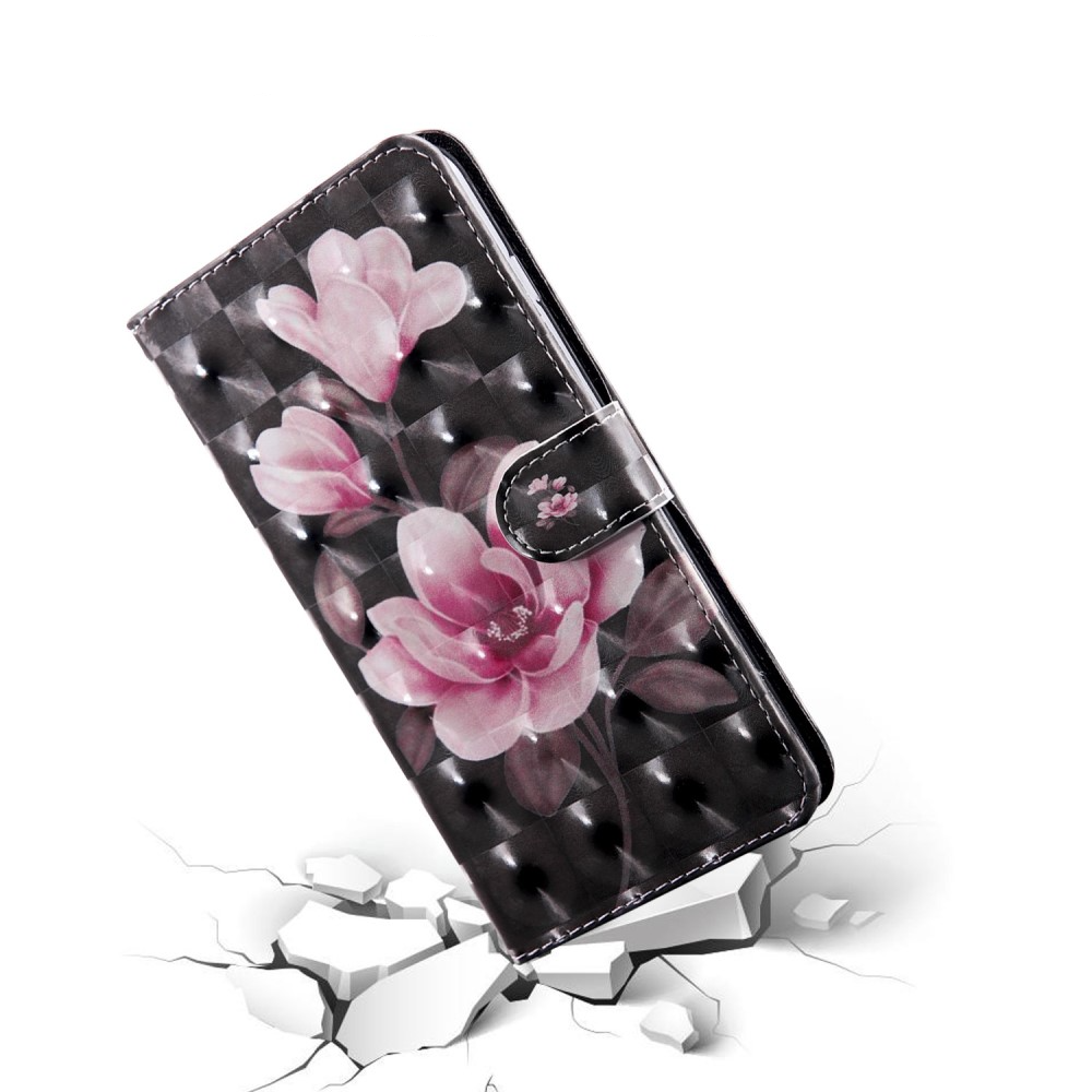 iPhone 14 Pro Leder Tasche mit Kartenfächern - Blüte