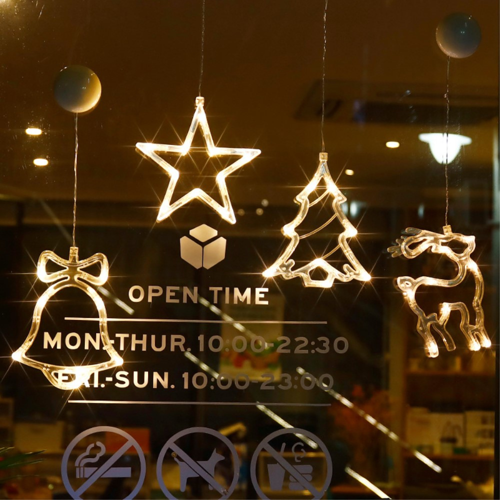 (20x15cm) Weihnachts LED Deko Christmas Fenster Beleuchtung mit Saugnapf (Batteriebetrieben) - Tannenbaum