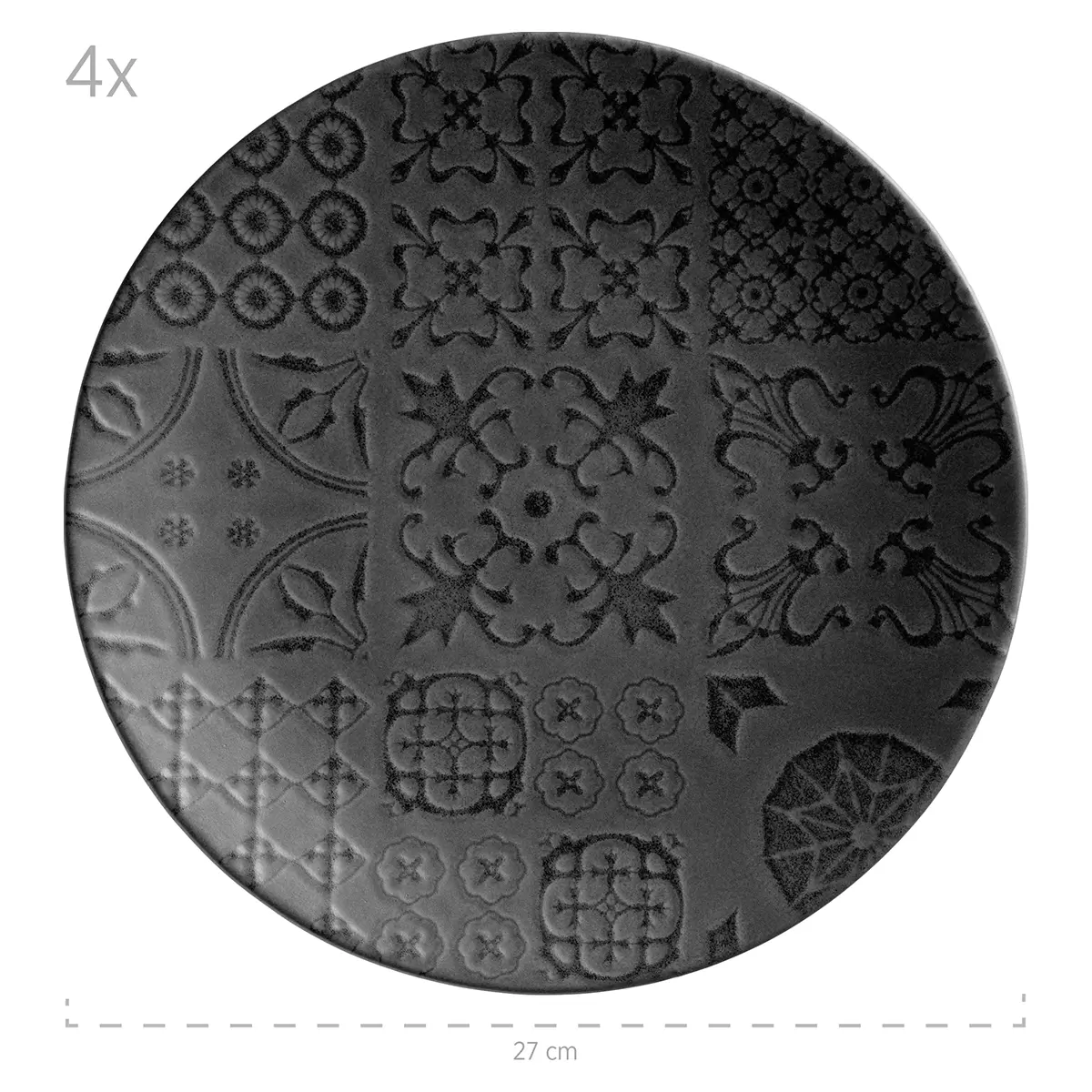 Tafelservice 12tlg. TRAD. TILES SCHWARZ Schwarz