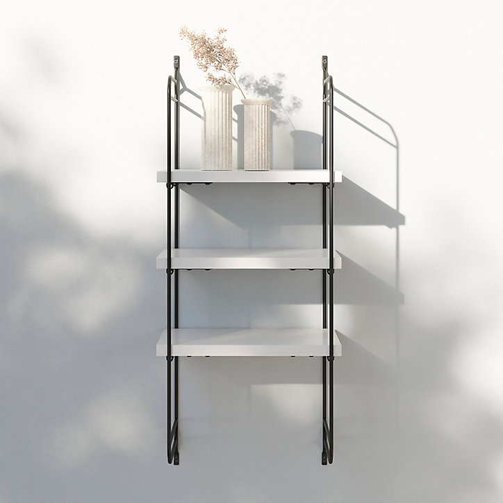 Étagère murale modulable 3 tablettes et 2 échelles effet argenté GoodHome Rigga H. 87 x L. 30 x P. 19 cm