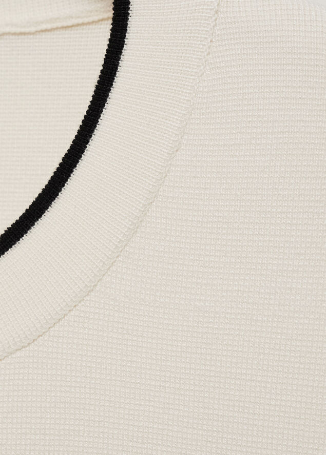 MANGO Contrast trim sweater Light beige