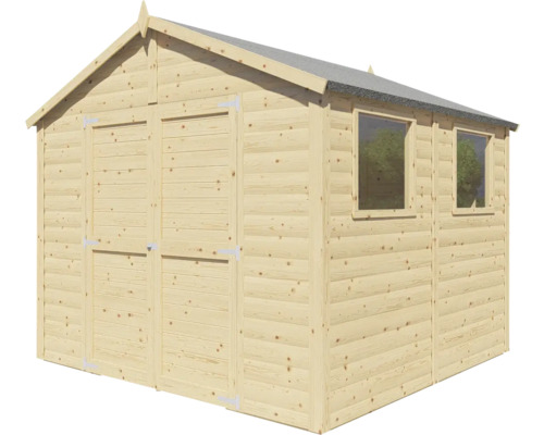 Tuinhuis blokhut Konsta XL, 19 mm dik, met vloer, 258 x 251 cm, natuurlijke afwerking