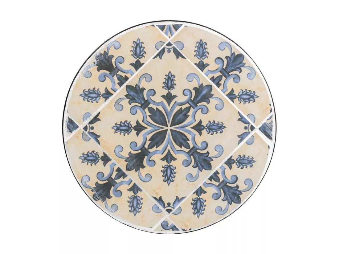 Support en mosaïque et fer forgé noir d35x60h