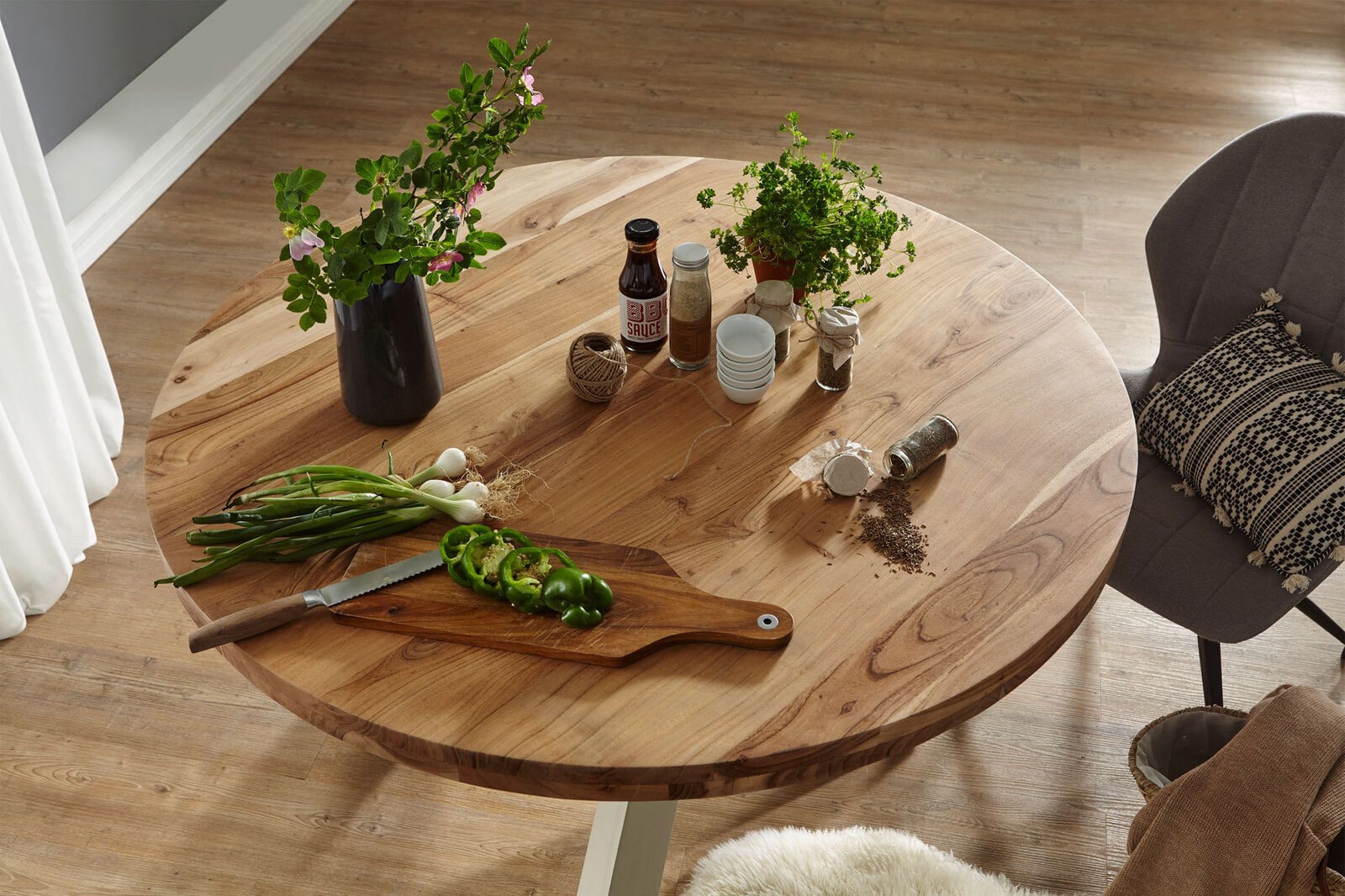 Esstisch 120 cm braun/ weiß
