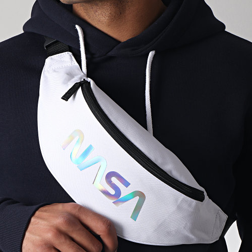 Sacoche Banane Iridescent Worm Logo Blanc