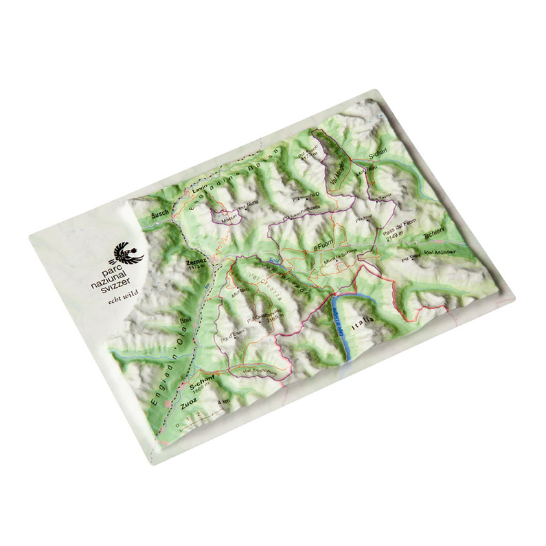 Georelief 3D Reliefpostkarte Schweizer Nationalpark