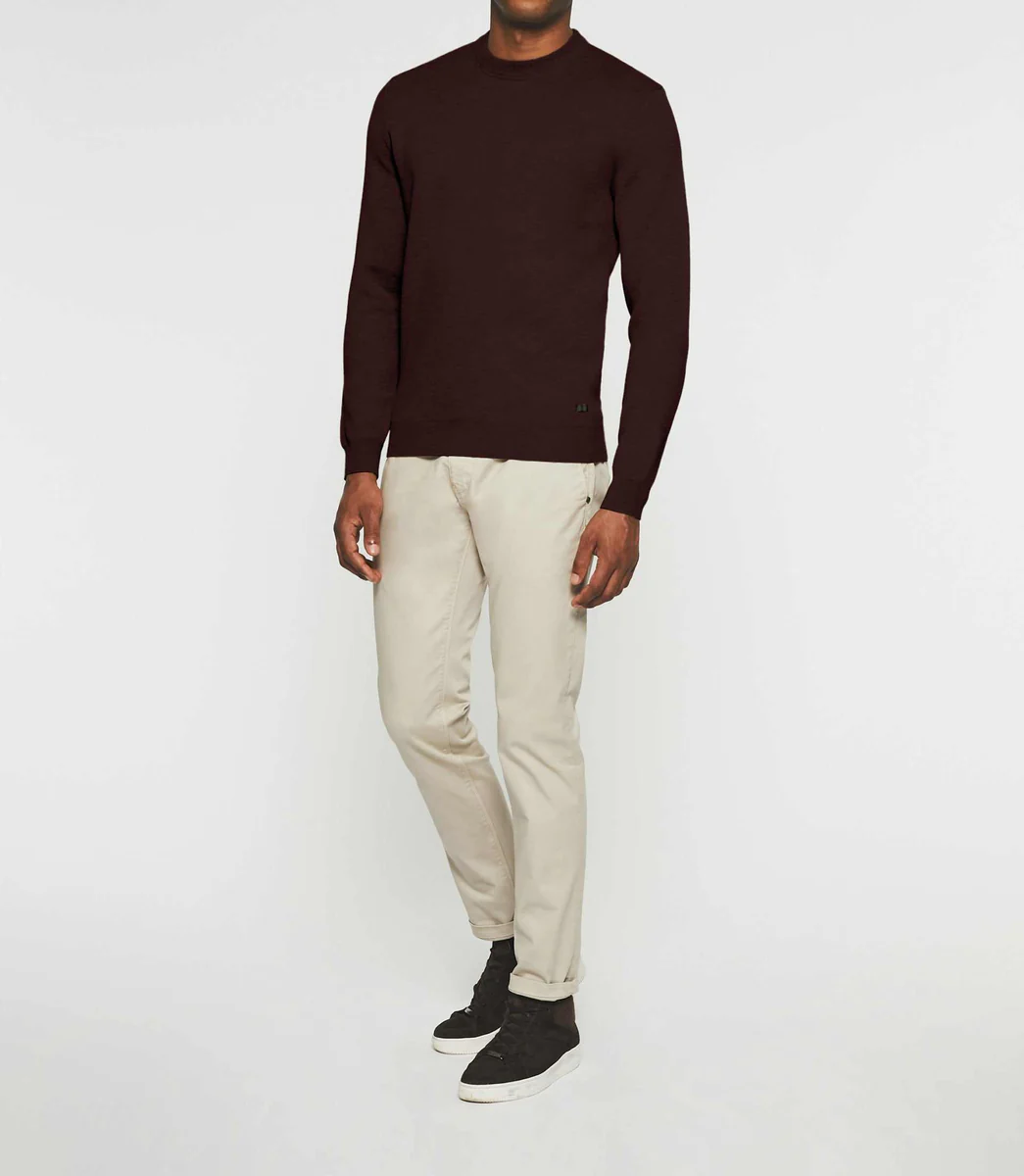 Pull col rond bordeaux BRICE