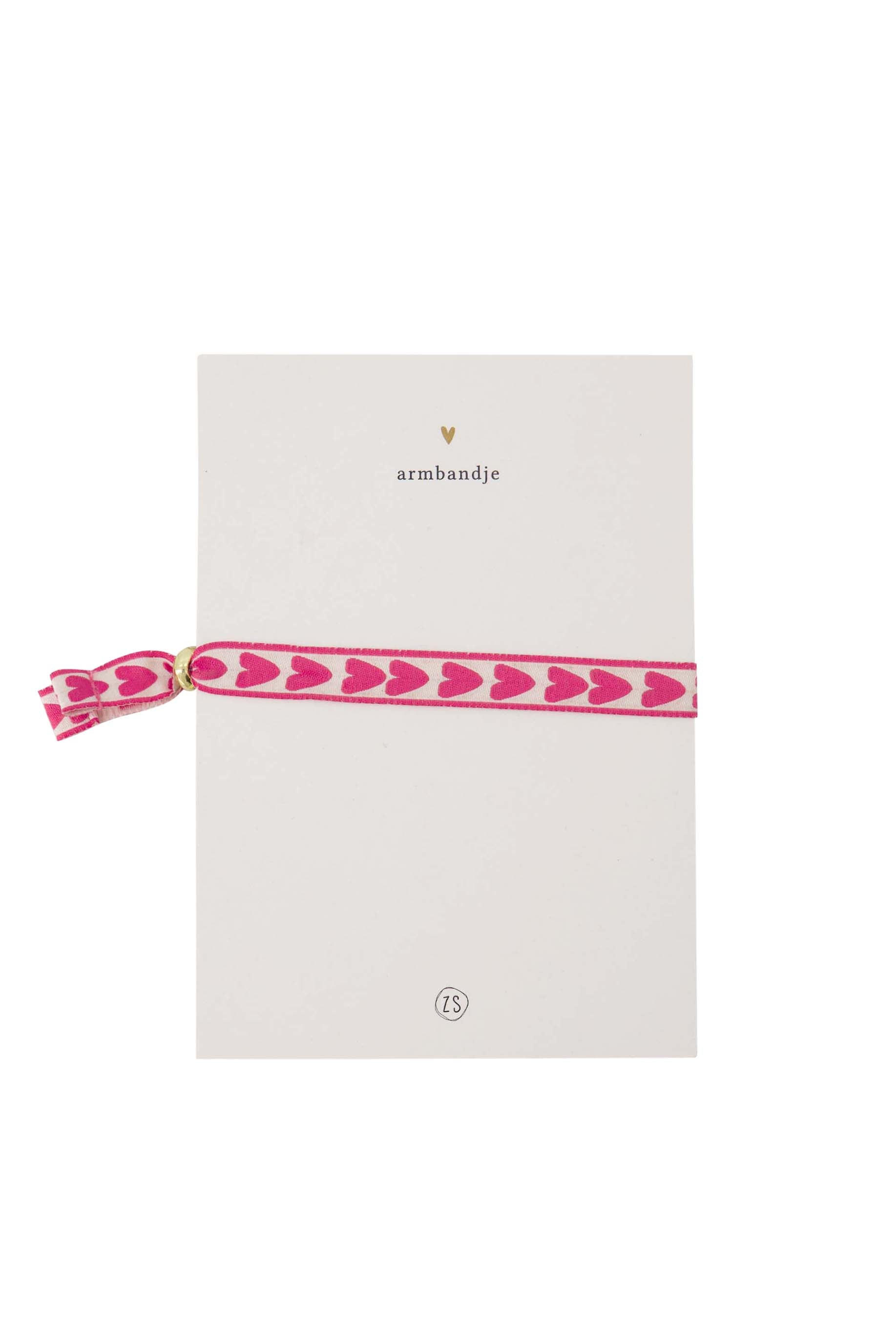 ansichtkaart armbandje hartjes roze