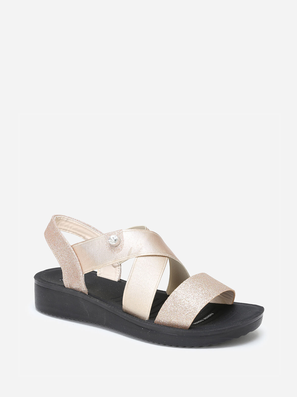 Sandales à brides élastiques et en simili- Doré rose