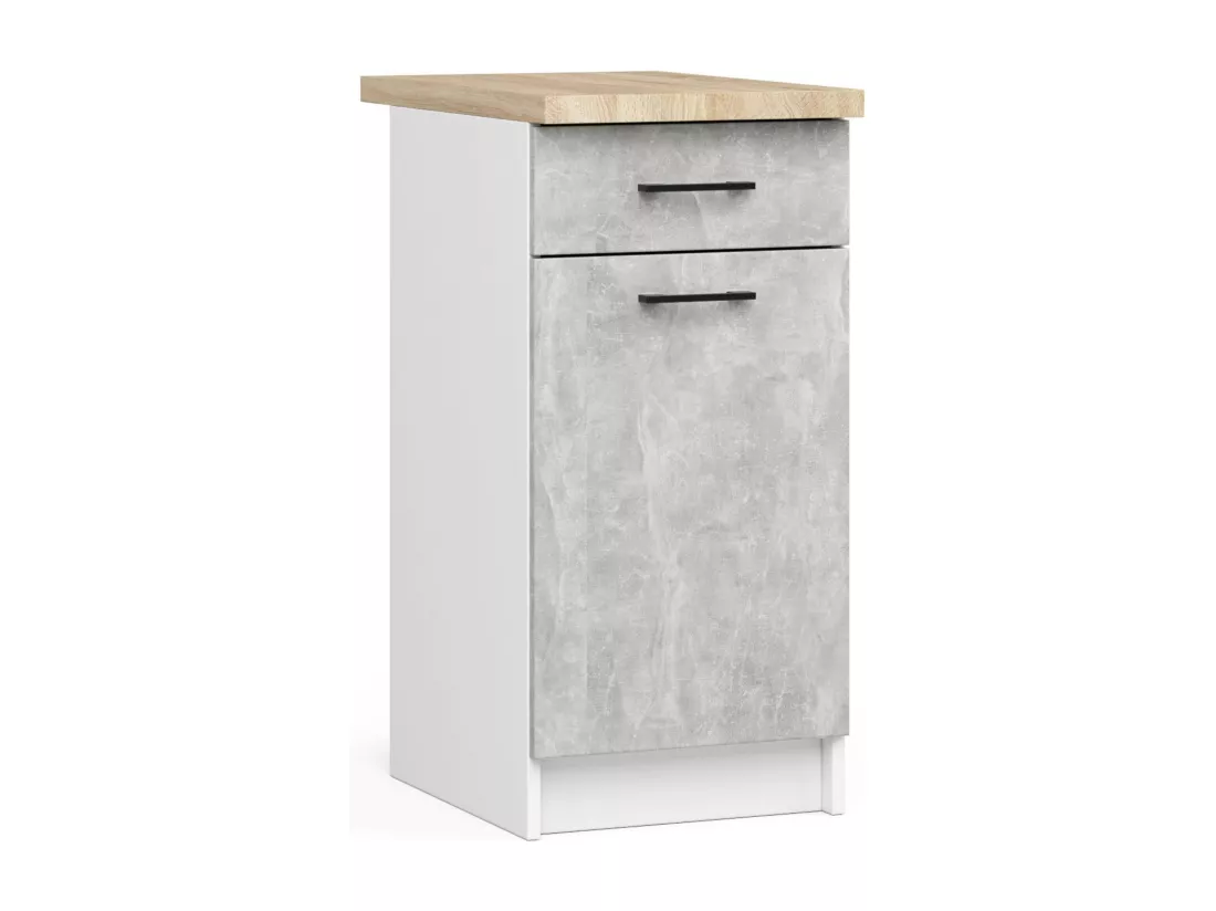 Ensemble De Cuisine AKORD OLIWIA 2.4m Blanc 240 cm 11 portes 1 tiroir façade Béton 240x46x203 cm