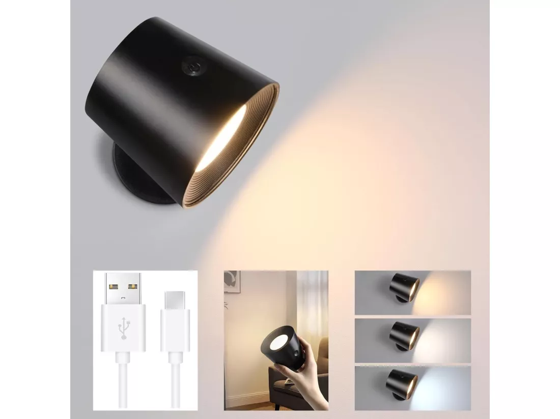 NETTLIFE Applique Murale Intérieur Cage en Métal，Dimmable Moderne 360°orientable Plafonnier en Métal Design Noir