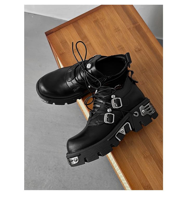 Malnia Home - Punk Platform Buckled Lace Ups