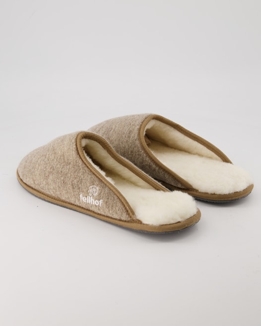 Fellhof Trendy Filz Hausschuhe in Beige