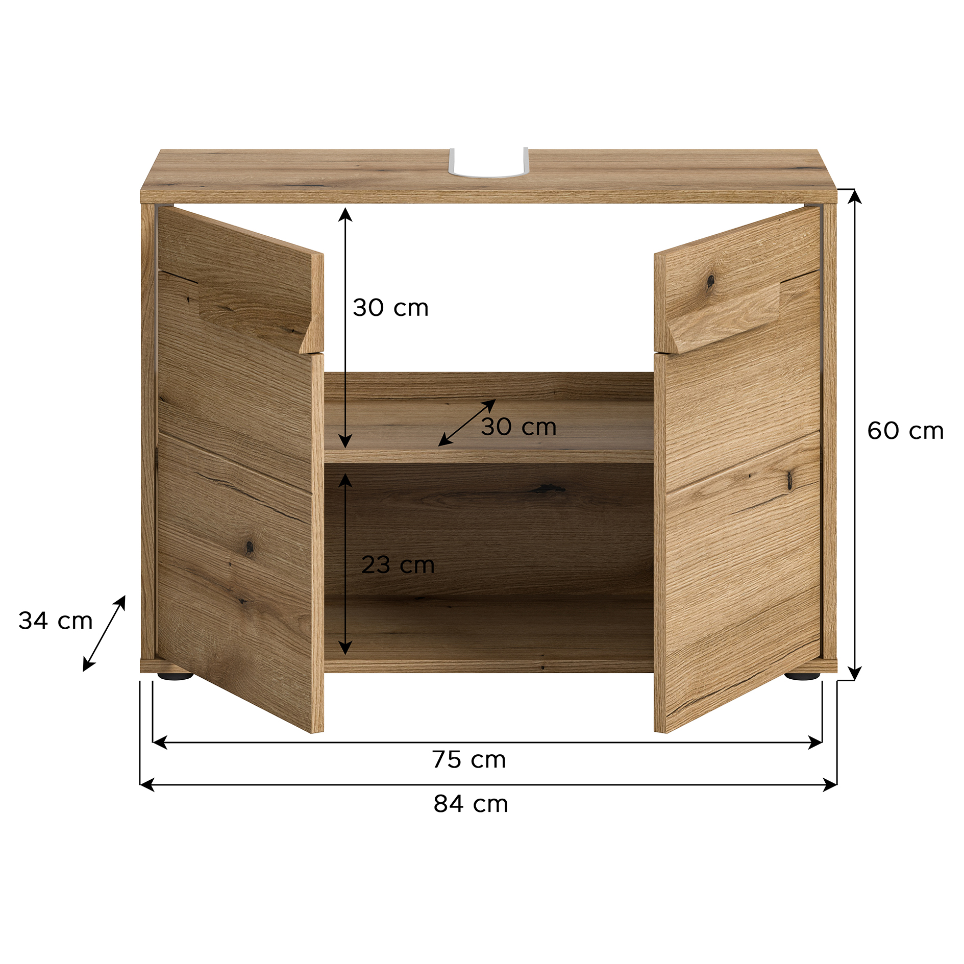 Waschbeckenunterschrank ZENO - Evoke Oak - 84 cm