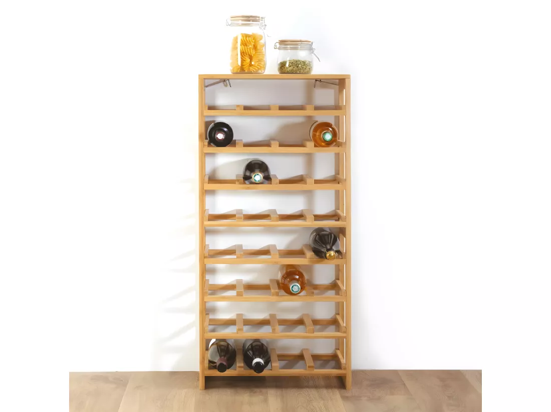 Range Bouteilles en Bambou capacité 32 Bouteilles H 89 cm