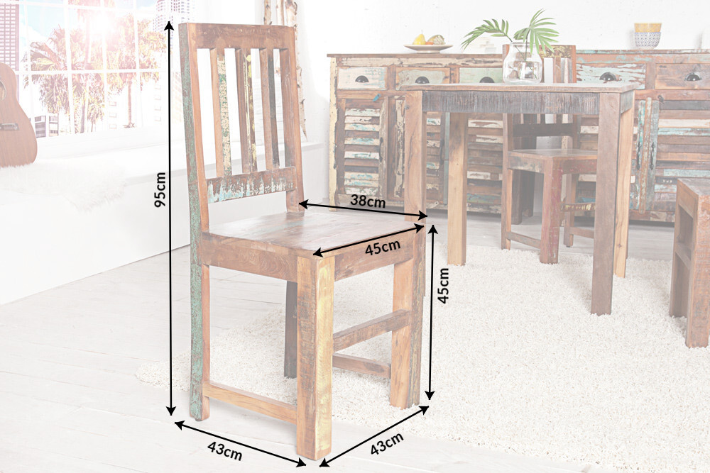 Massiver Holz Stuhl JAKARTA aus recycelten Fischerbooten