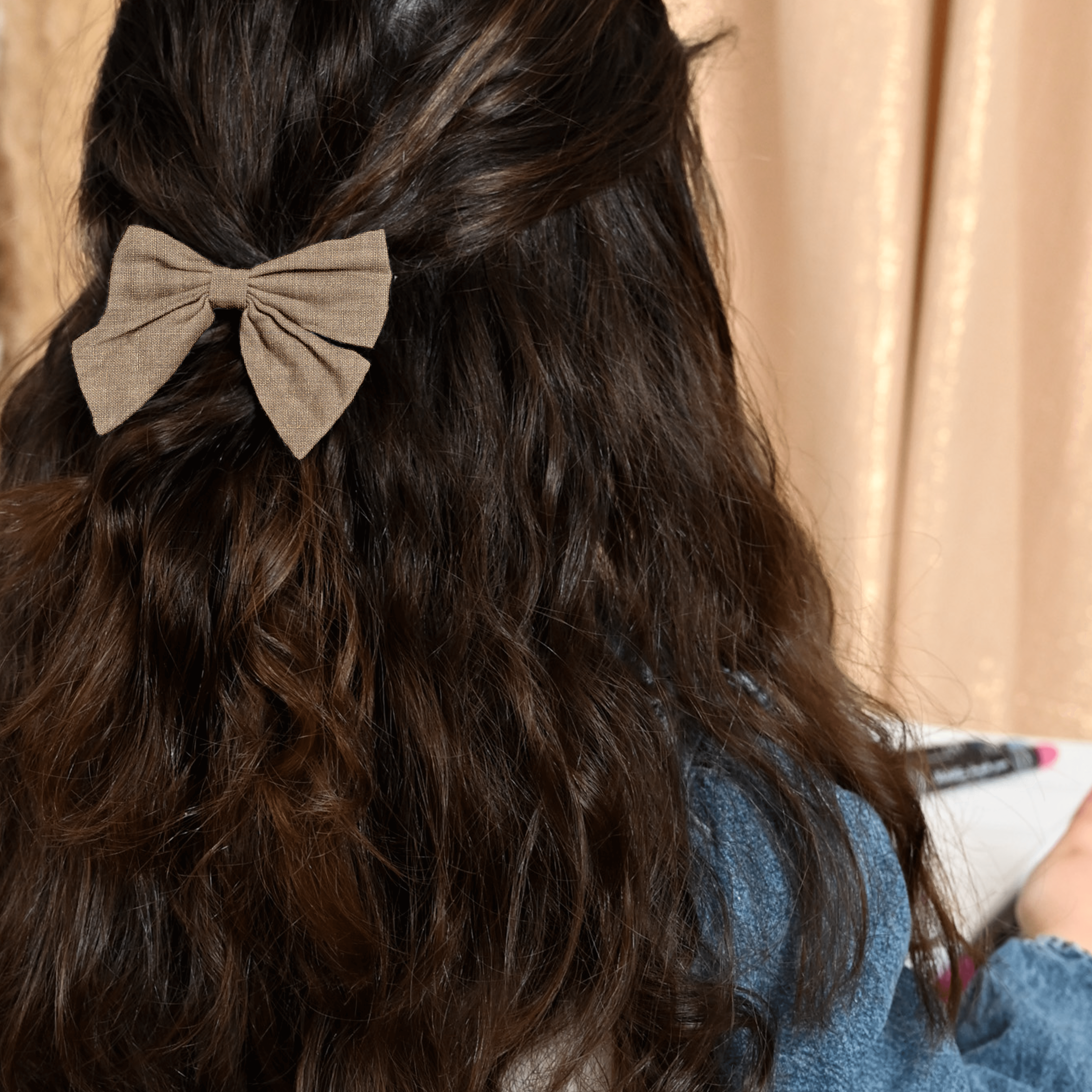 Barrette Noeud Papillon Lin Cuivré